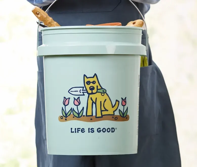 person holding bucket